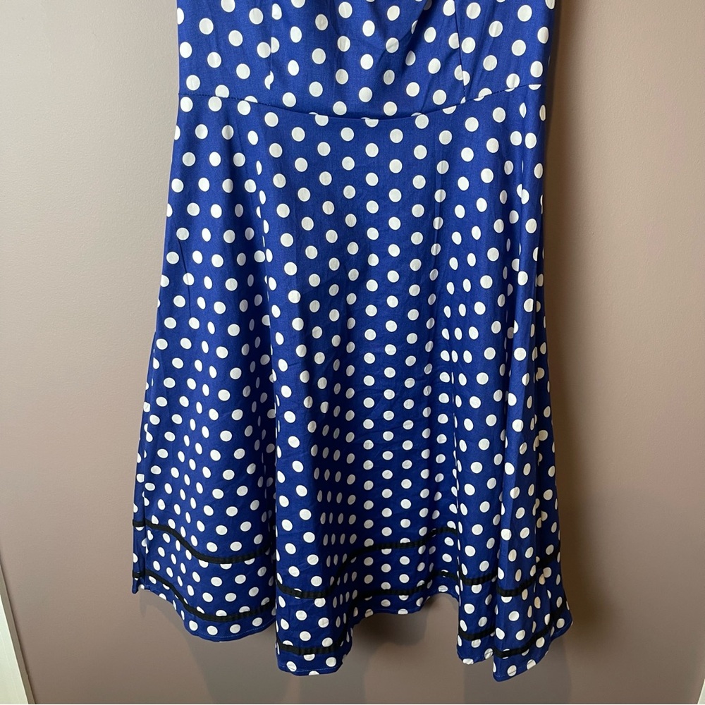 Killreal Blue White Polka Dot Swing Dress - Small - Picture 6 of 13